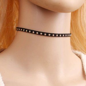 2pcs  Choker Necklace Punk Black Leather Collar